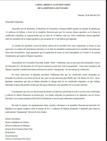 Organizaciones de la sociedad civil piden a la Asamblea rendir cuentas sobre bonos navideños