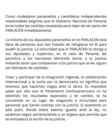 Candidatos por la libre postulación solicitan al Gobierno que retire a Panamá del Parlacen
