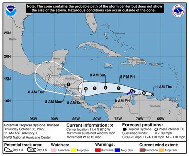 La depresión Trece golpea el norte de Colombia