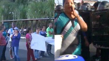 Antimotines y manifestantes se enfrentan en Villa Zaita