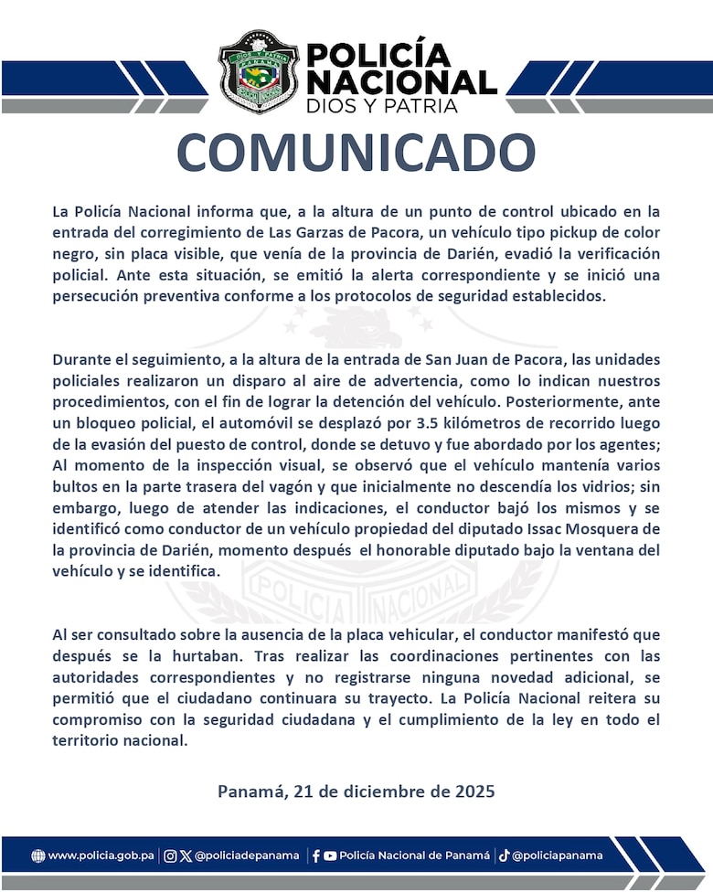 Diputado Isaac Mosquera estuvo involucrado en confuso incidente con la Policía en Las Garzas