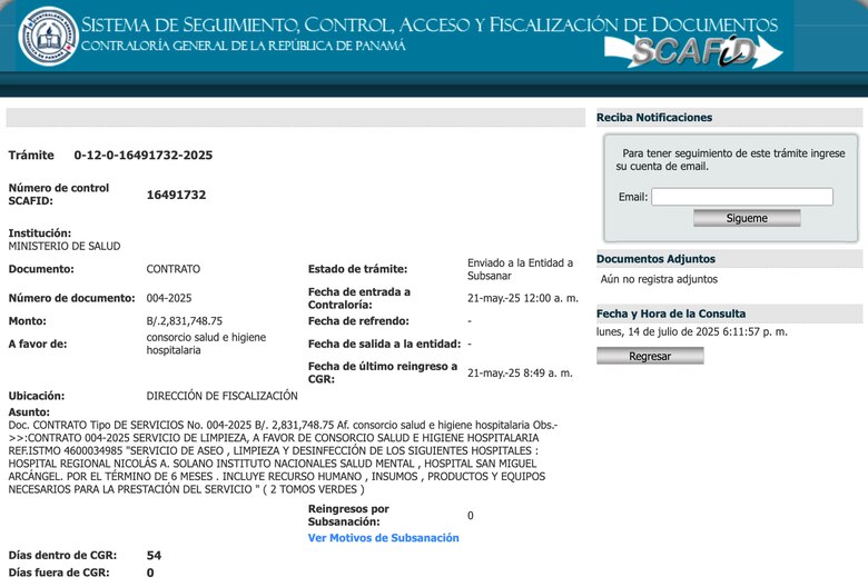 La Contraloría frena el refrendo a un contrato del Minsa ligado a Hombres de Blanco