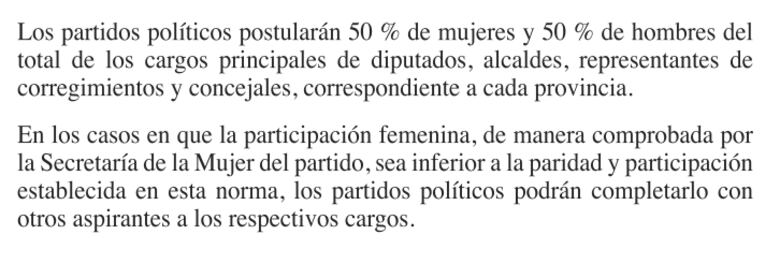 La ‘válvula de escape’ sobre paridad de género : ¿por qué se dejó vigente en la Comisión de Reformas Electorales?