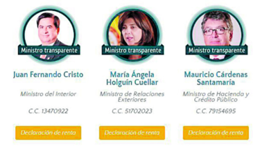 Ministros colombianos publican sus ingresos