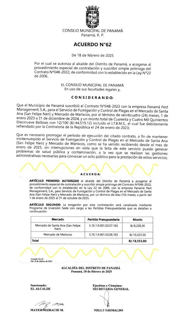 El alcalde Mayer Mizrachi omite licitaciones y favorece la prórroga de contratos adjudicados por Fábrega