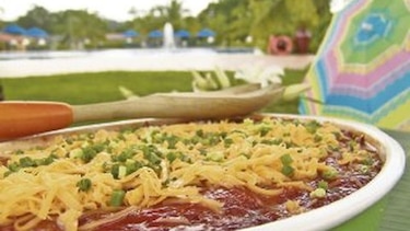 Pastel de carne con plátano y guayaba