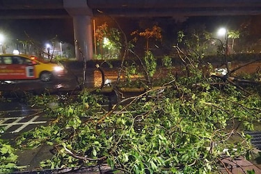 El tifón 'Dujuan' toca tierra en Taiwan