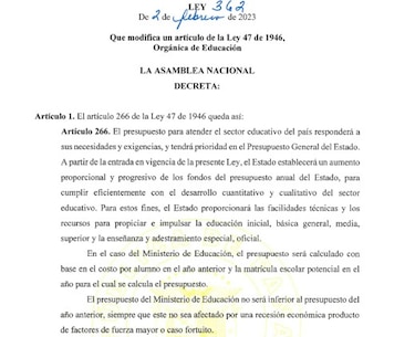 Gabinete autoriza a Meduca a modificar ley del 7% del PIB para educación