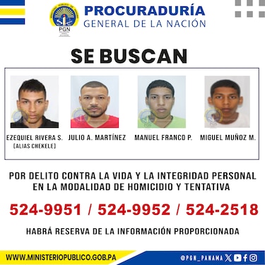 Cuatro personas buscadas por homicidio: la fiscalía insta a la ciudadanía a colaborar