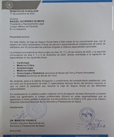 Convocatorias de la CSS para especialistas fracasan y piden apoyo al Colegio Médico