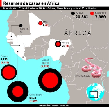 2014 cierra con 20 mil 381 casos de ébola y cerca de 8 mil muertes