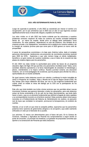 Cciap pide voluntad de todos los sectores para enfrentar problemas nacionales, entre ellos educación y CSS