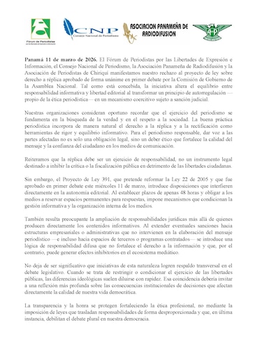 Gremios advierten que reforma al derecho a réplica podría afectar la libertad de prensa