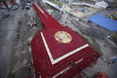Ecuador impone récord Guinness con pirámide de rosas