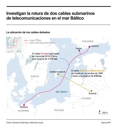 Suecia detectó movimientos de barcos que se corresponden con daños a cables submarinos