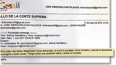 El correo por admitir en caso Benavides