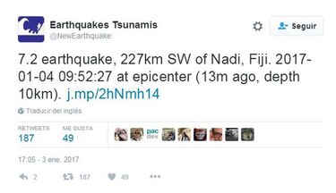Temblor de 7.2  sacude las islas Fiji