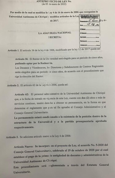 Presentan iniciativa de ley que permitiría la reelección indefinida en la rectoría de la Unachi