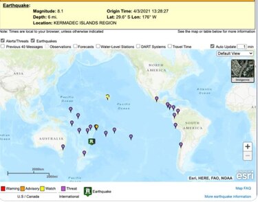 Potentes sismos activan alarmas de tsunami en la cuenca del Pacífico
