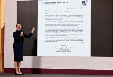 Presidenta Sheinbaum dice que Google ‘está mal’ por su carta en la que defiende el ‘Golfo de América’