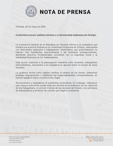 Contraloría retira a sus fiscalizadores de la Unachi y centraliza controles en David
