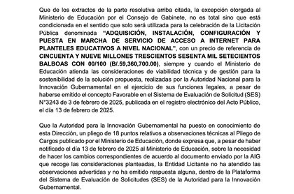 Se suspende la licitación del Meduca para el servicio de internet en las escuelas, por burlas a la ley y a la AIG