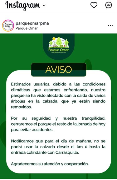 Lluvias: cierran temporalmente el parque Omar por caída de árboles