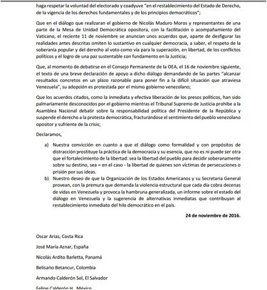 23 expresidentes solicitan a la OEA alternativas para restablecer democracia en Venezuela