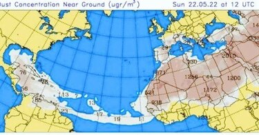 Hasta el 24 de mayo rige un aviso por el desplazamiento del polvo del Sahara en el país 