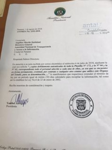 Antai solicita información de planillas 04, 02 y 172 a la Asamblea Nacional