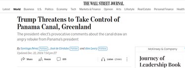 Así publicaron los diarios del mundo las amenazas de Trump de reclamar el Canal Panamá