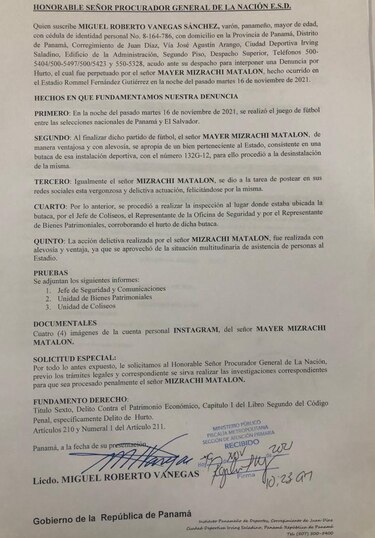 Pandeportes presenta denuncia penal por el hurto de una butaca del estadio Rommel Fernández