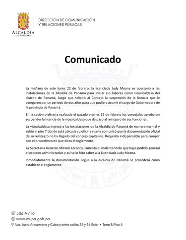 Judy Meana sin poder reintegrarse a su puesto; Concejo no envió resolución a la Alcaldía de Panamá