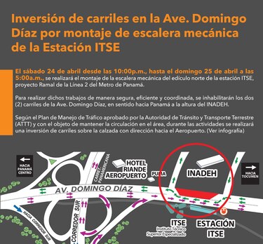 Habrá una inversión de carriles en la avenida Domingo Díaz por montaje de escalera mecánica