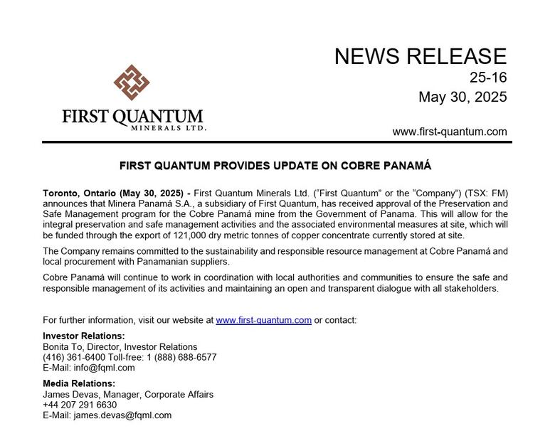 Concentrado de cobre financiará preservación ambiental de mina en Donoso