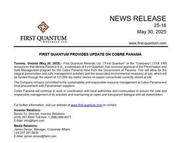 Concentrado de cobre financiará preservación ambiental de mina en Donoso