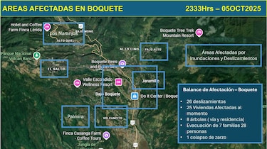 Sinaproc reporta 26 deslizamientos y 28 evacuados en Boquete; 9 personas fueron rescatadas en Bocas del Toro