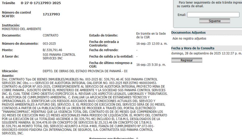 Dos procesos de arbitraje continúan, mientras contrato de auditoría de la mina llega a Contraloría
