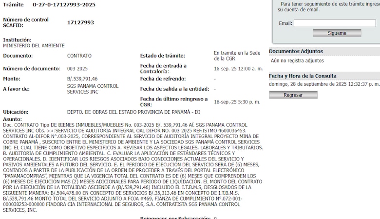 Dos procesos de arbitraje continúan, mientras contrato de auditoría de la mina llega a Contraloría