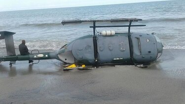Helicóptero del Senan amarizó en Punta Chame, tras chocar con una bandada de aves