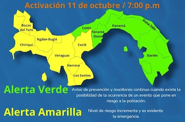 Declaran alerta amarilla por lluvias intensas para seis provincias