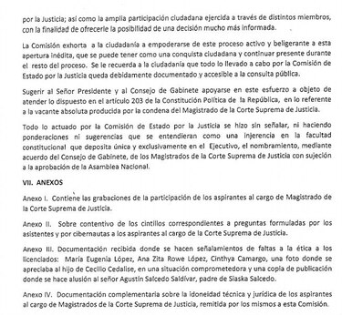 Entregan al Ejecutivo el informe de entrevistas a los 10 aspirantes a magistrado