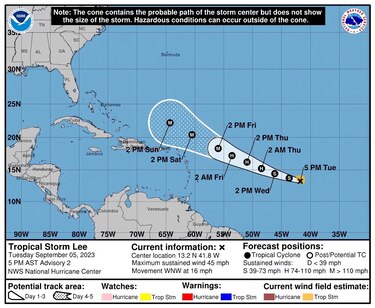 Se forma en el Atlántico la tormenta tropical Lee, que puede llegar a ser un huracán mayor