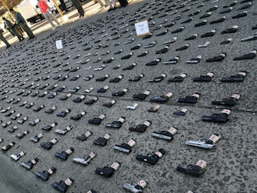Policía destruye 589 armas de fuego que habían sido incautadas