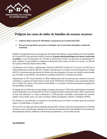 Gobierno arrastra deuda con promotoras; reclaman $140 millones por viviendas sociales