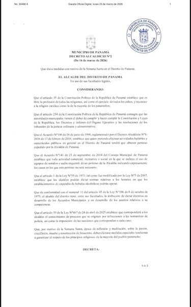 Alcaldía de Panamá prohíbe venta de alcohol y fiestas en Viernes Santo