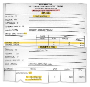 Asamblea Nacional oculta salarios de suplentes en presupuesto de combustible de 2019