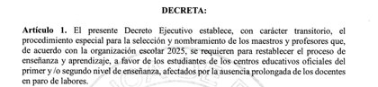 Contratación exprés de educadores: el decreto que desafía a los docentes en paro