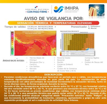 Emiten un nuevo aviso de vigilancia por temperaturas elevadas en gran parte del país