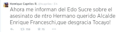Asesinan a alcalde opositor en el este de Venezuela